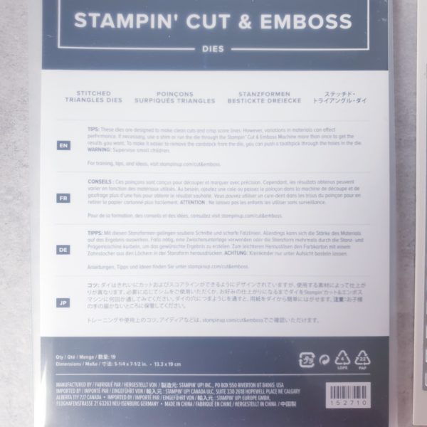 Stanzformen: "Bestickte Dreiecke" von Stampin' Up!: 19 Stanzformen