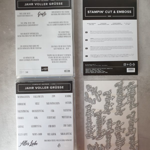 Produktpaket "Jahr voller Grüsse"; Stempelset & Stanzformen von Stampin' Up!