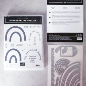 Produktpaket "Farbenfrohe Freude"; Stempelset & Stanzformen von Stampin' Up!