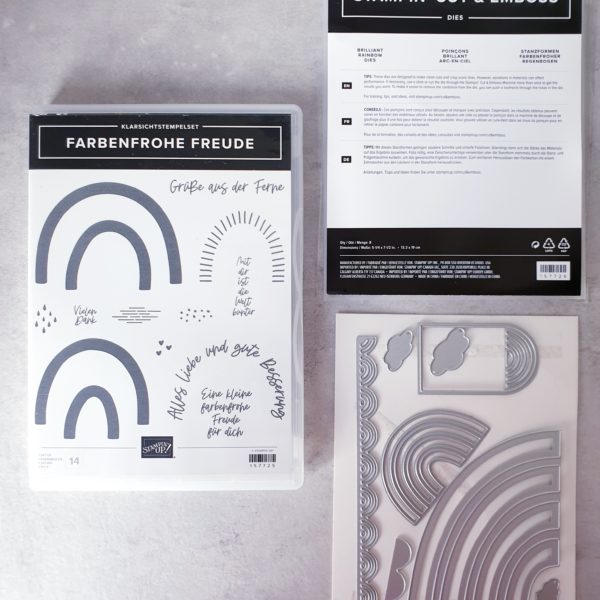 Produktpaket "Farbenfrohe Freude"; Stempelset & Stanzformen von Stampin' Up!