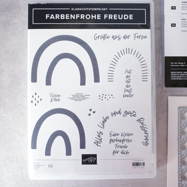 Produktpaket "Farbenfrohe Freude"; Stempelset & Stanzformen von Stampin' Up!