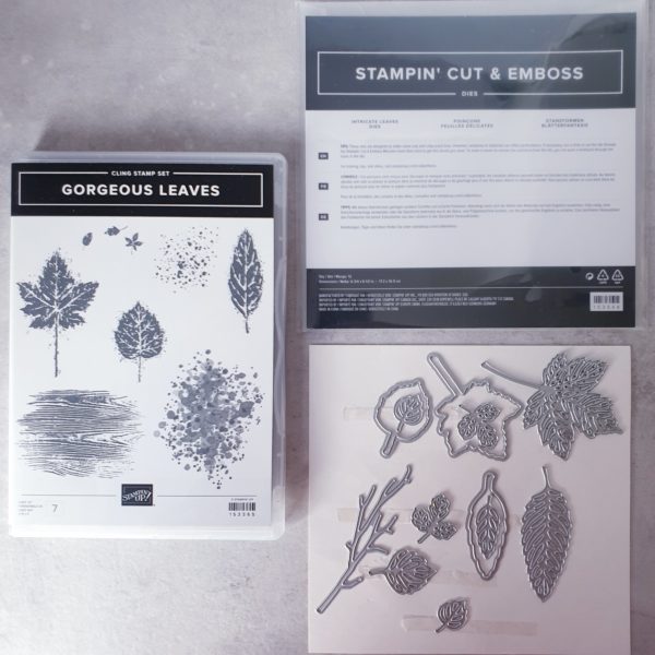 Produktpaket "Gorgeous Leaves"; Stempelset & Stanzformen von Stampin' Up! (gebraucht)